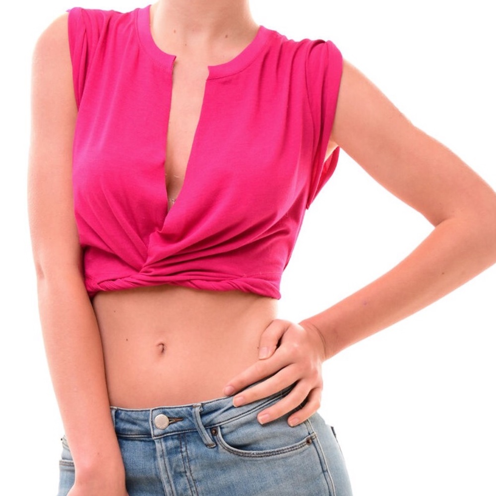NWT FREE PEOPLE Active Pink Crop Top - Picture 1 of 8